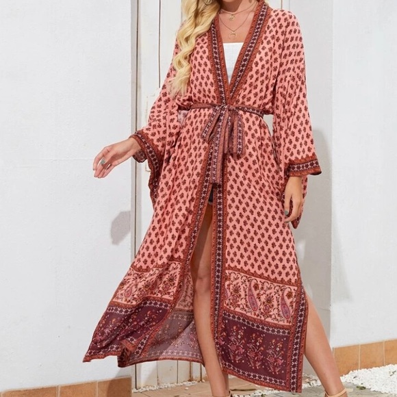 Printed boho belted kimono NWT - Picture 2 of 4